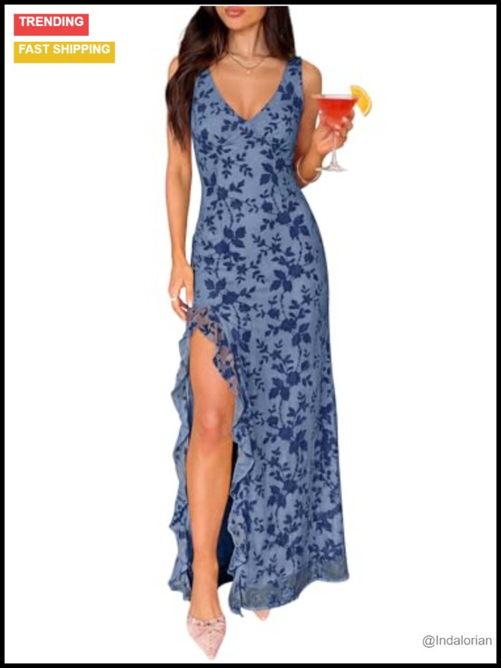 Women's Mesh Semi Formal Maxi Dress V Neck Sleeveless Slim Fit Wedding Guest
